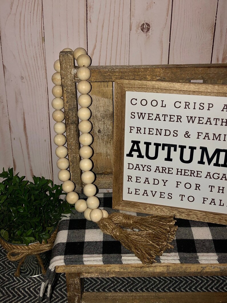 Handmade Natural Wood Bead Garland