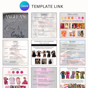 Modèle d'itinéraire de célibataire | Lien toile modifiable | Horaire du voyage et code vestimentaire