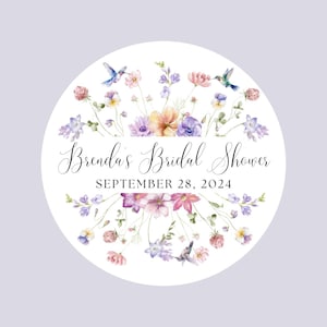 ¡Etiquetas florales personalizadas! Pegatinas personalizadas redondas de 2 o 3 pulgadas para despedidas de soltera, baby showers, bodas y más.