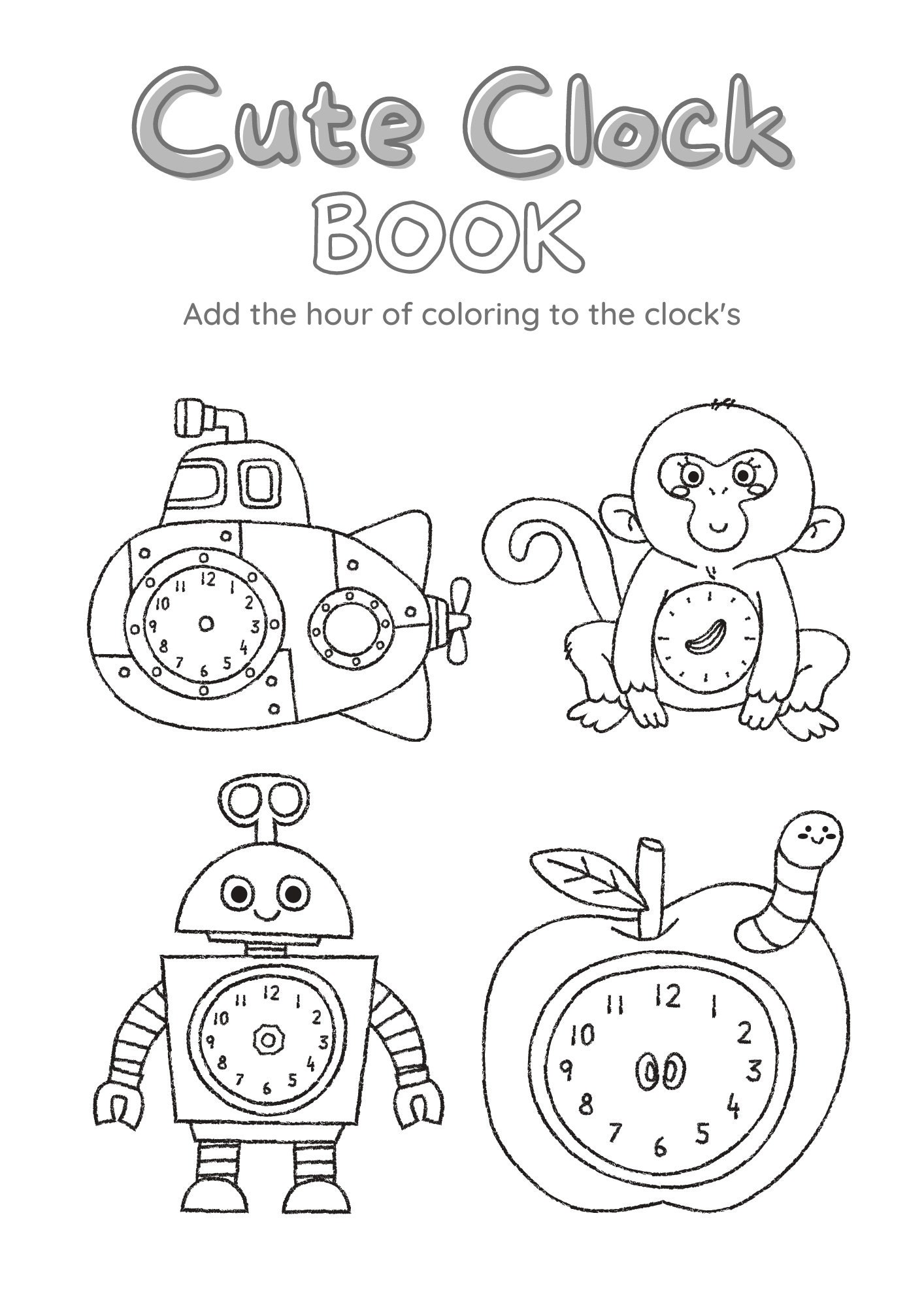 Printable Clock Book Worksheet Coloring for Kinderkargen - Etsy Australia