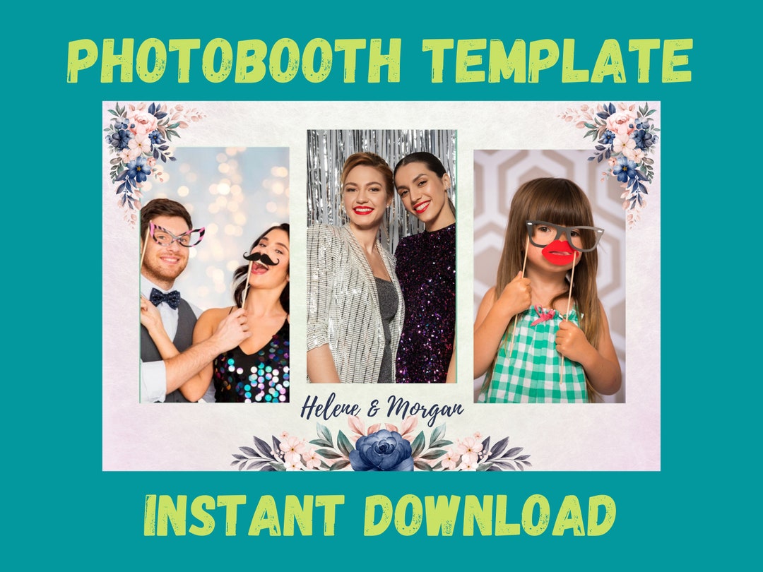 Wedding Photo Booth Mirror Template, Floral Theme, Photo Booth Template
