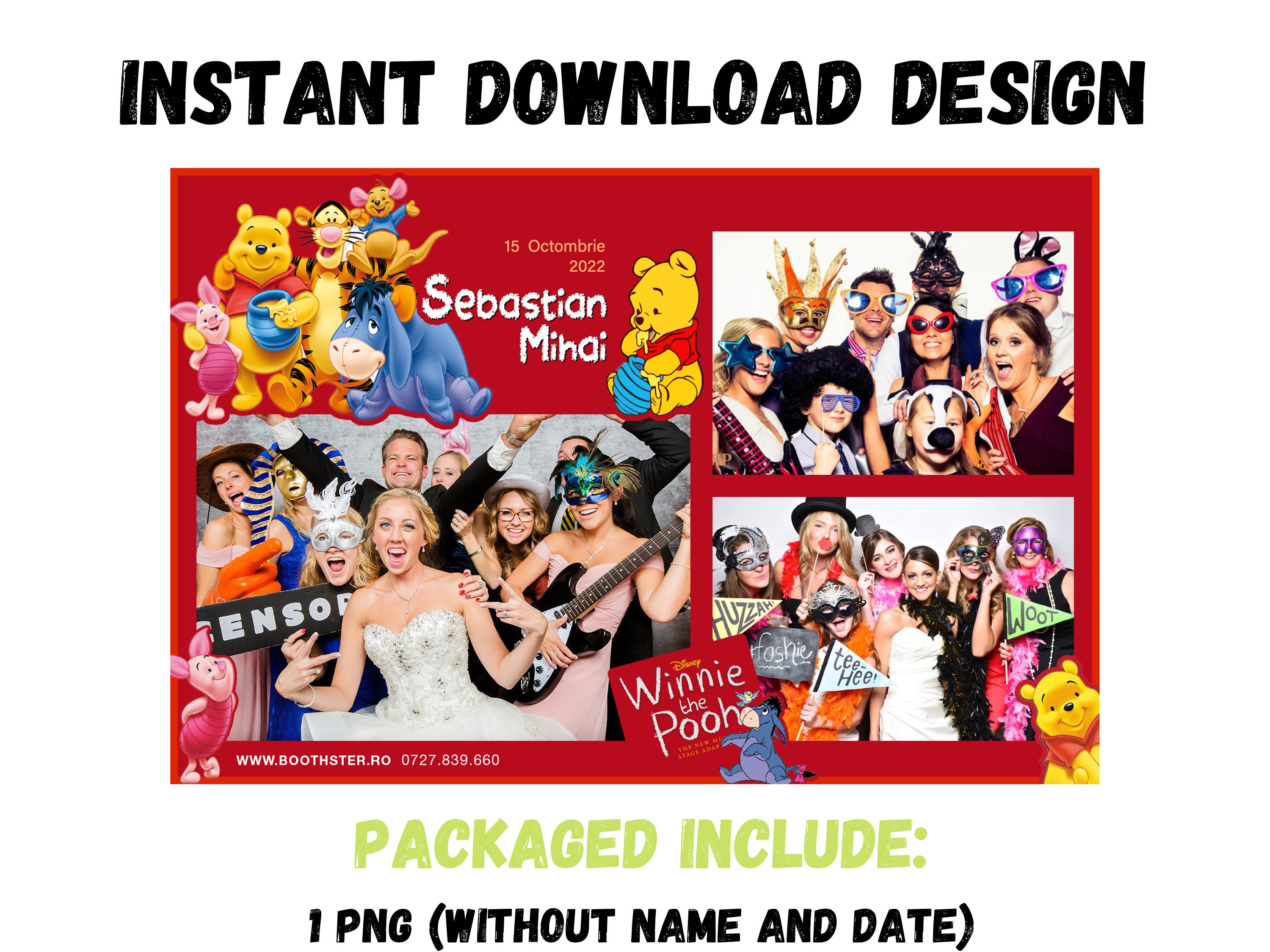 Winnie the Pooh Anniversary Photo Booth Template Photo Booth - Etsy