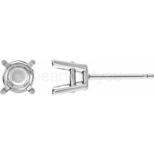 0.02ct - 4ct Round Cut Diamond 4-Prong Earring Mounting with Friction Back 14k White Gold Plated/ 14K Solid White Gold