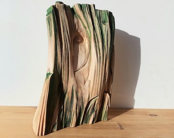 Hand Carved Abstract Wooden Sculpture: Carving & Acrylic Painting