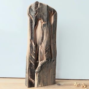 Hand Carved Tree of Life Wood Sculpture: Baltic Pagan Symbol Art