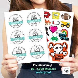 Feuilles d'autocollants personnalisés en vinyle. Stickers personnalisés pour mariage. Fêtes de naissance. Anniversaires et logos d'entreprise. Feuilles de décalcomanies personnalisables.