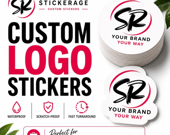 Featured listing image: Custom Die-Cut Vinyl Stickers, Waterproof, Any Shape, Bulk Business Promotions