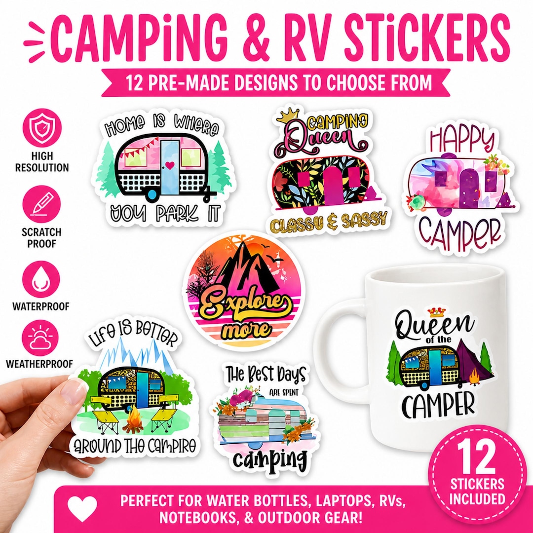 Sticker With Mobile Rv Repair Camping Stickers. Waterproof Vinyl RV Van Decals for Outdoor Adventure ...