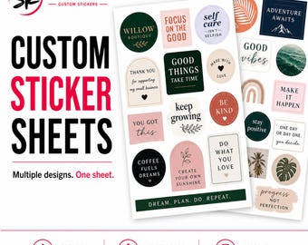 Custom Sticker Sheets: Multiple Designs, Waterproof Vinyl for Business Branding