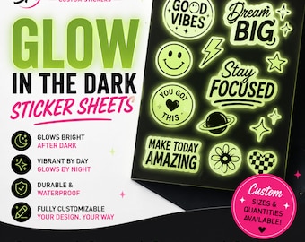 Custom Glow in the Dark Sticker Sheets | Waterproof Luminous Vinyl Stickers