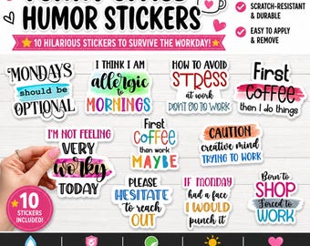Funny Office Stickers | Sarcastic Work Humor Vinyl Decals