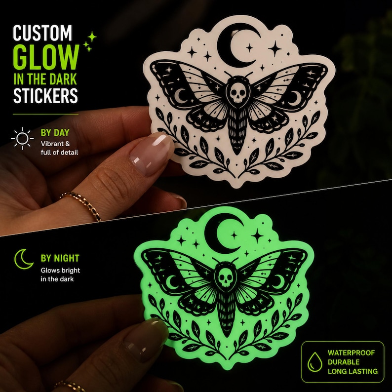 Custom Glow-in-the-dark Die-cut Stickers | Waterproof Vinyl Decals ...