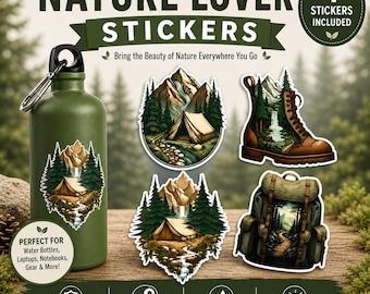 Nature Sticker Pack – 3.5" Vinyl Outdoor Decals for Water Bottles, Journals (4-Pack)
