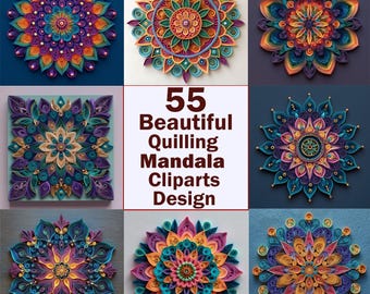 55 imágenes prediseñadas de mandalas en filigrana: diseños PNG de alta resolución, descarga digital, arte generativo