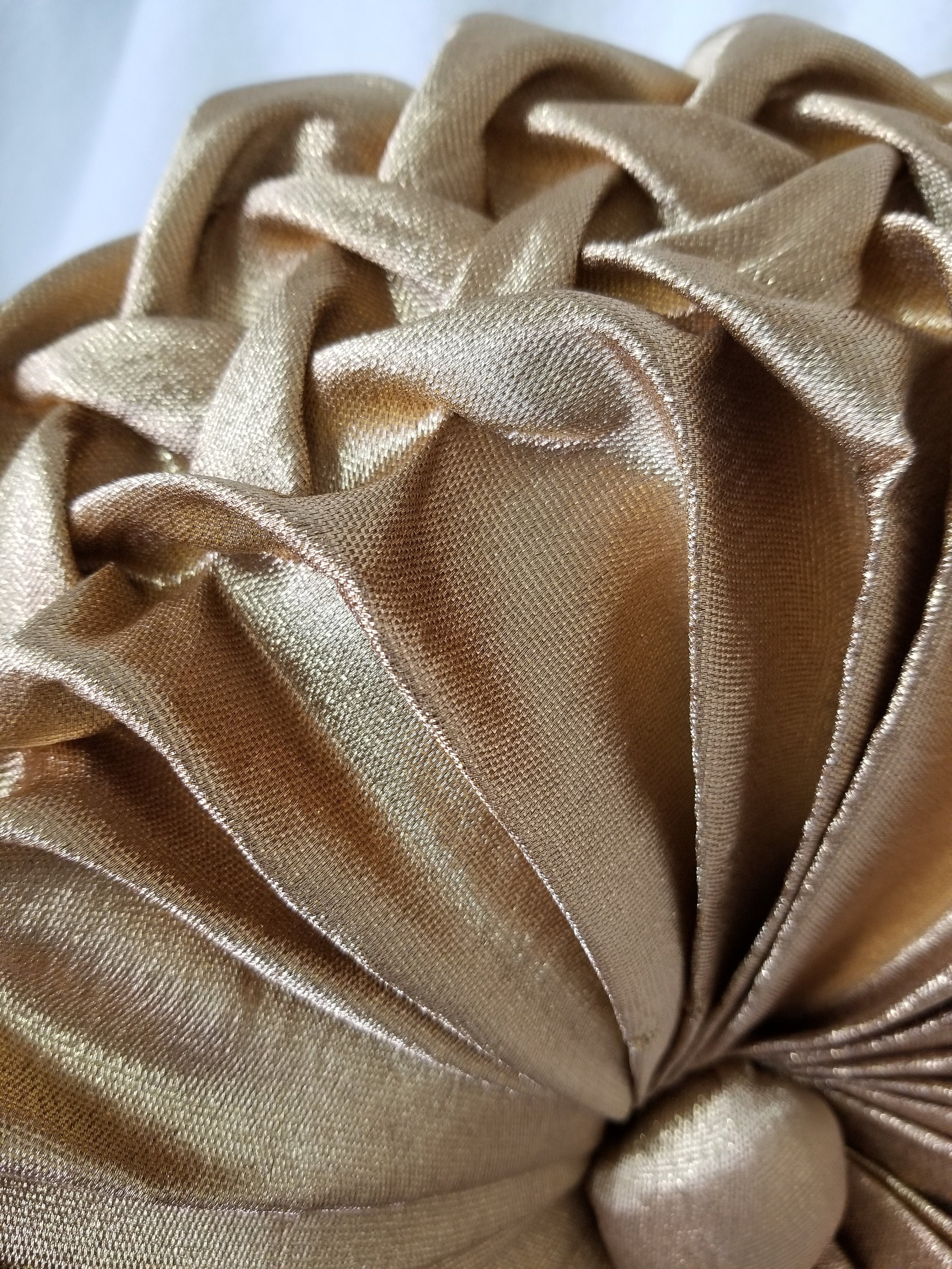 Luxury Gold Round Pillow, Round Throw Pillow, Decorative Pillow, Pillow for Couch, Pintuck