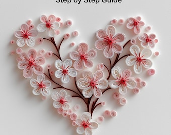 Tutorial per realizzare un cuore primaverile con la tecnica del quilling: un regalo fai da te per la mamma (guida in PDF inclusa, download immediato).