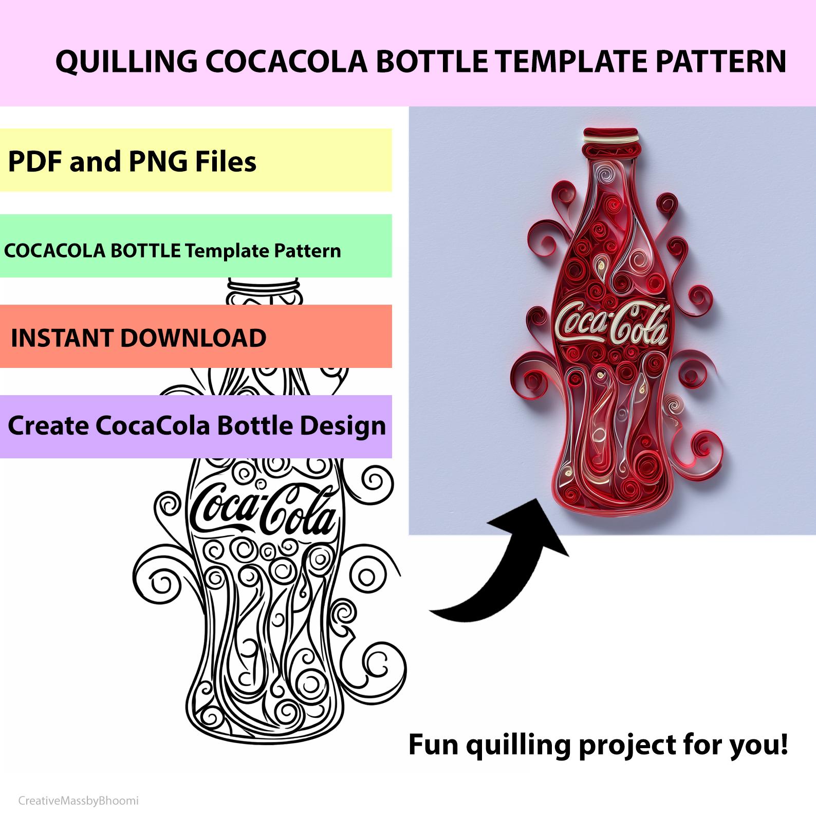 Quilling Coca-cola Bottle Template Pattern, Soda Drink Paper Art ...