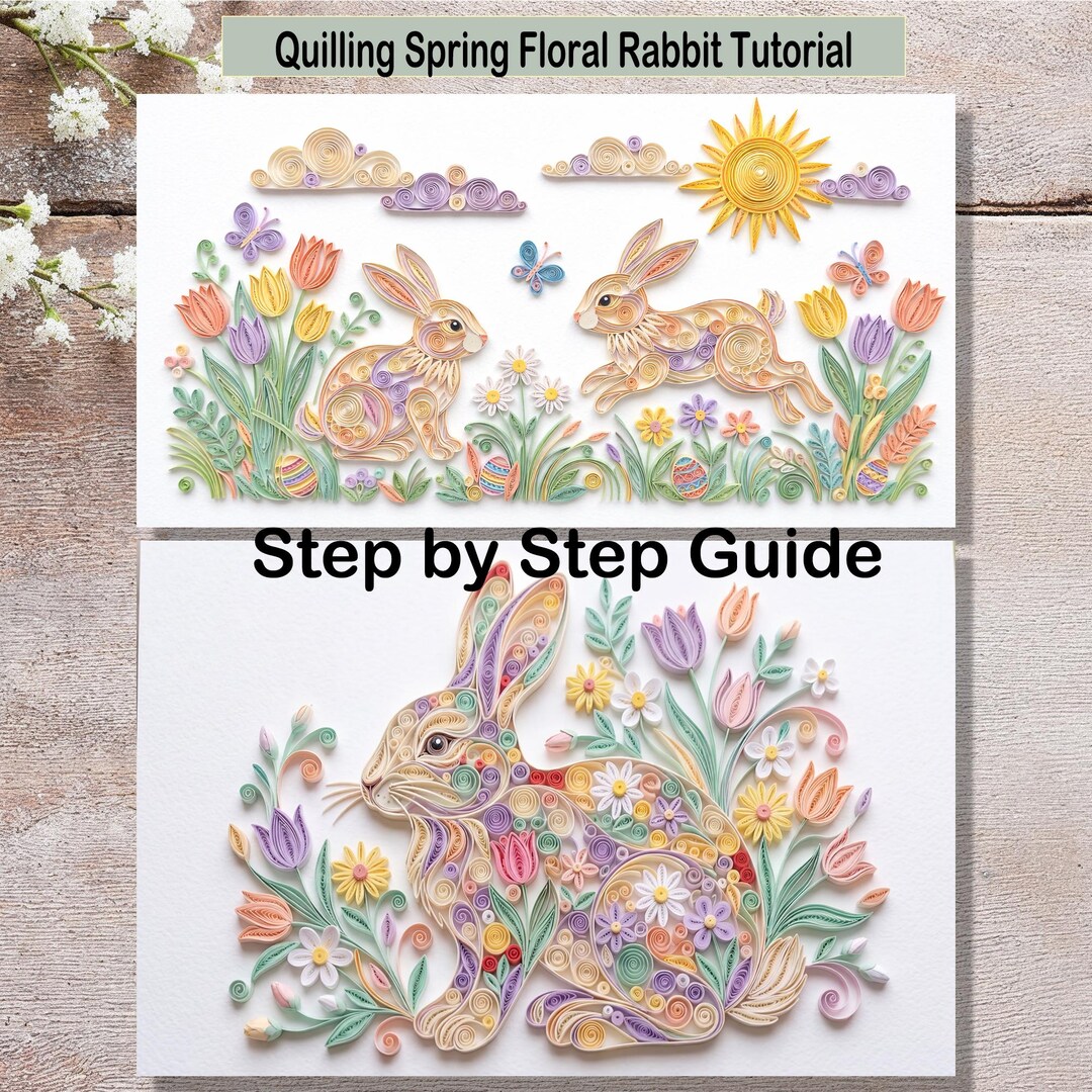 Simple Springting Rabbit Pdf Quilling Spring Rabbits Scene Tutorial: Paper Craft Kit (PDF Download ...