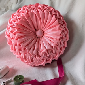 Blush Pink Round Pillow, Throw pillow, Art deco cushion, Interior Pillow, Best gift for Mom, Bedding decoration, Summer Pillow