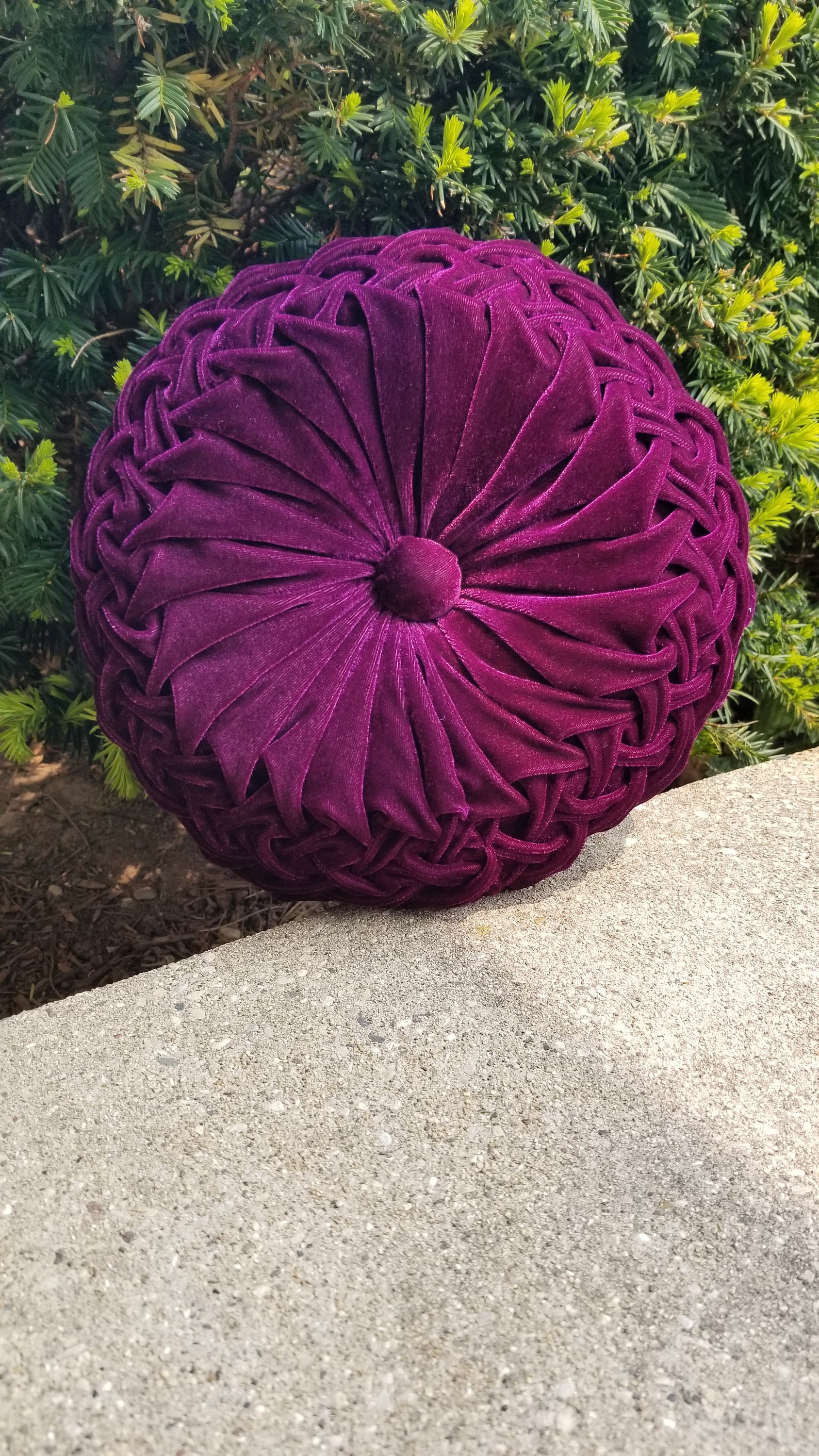 Dark Purple plum Velvet Round Pillow, Throw Pillow, Bedding Decoration