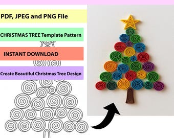 Christmas Tree Quilling Template: Paper Craft Art Pattern (PDF Download)