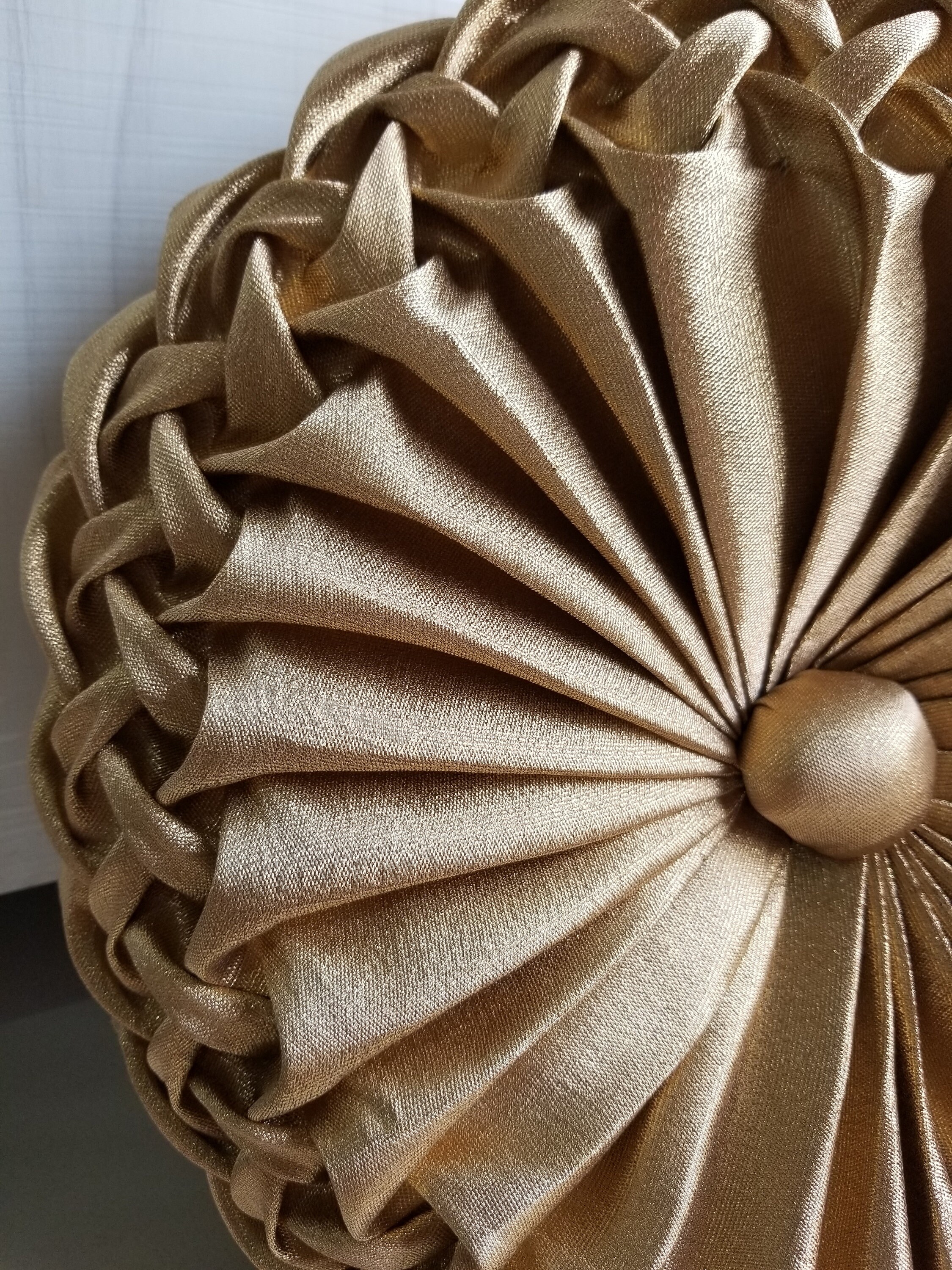 Luxury Gold Round Pillow, Round Throw Pillow, Decorative Cushion