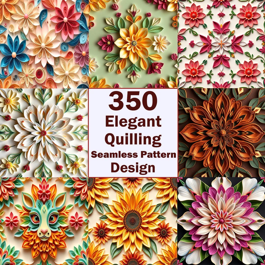 Ultra High Resolution Design Pattern Quilling Art Seamless Pattern: 4K High-resolution Designs, Digital ...