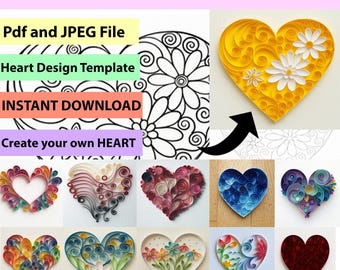 Quilling Heart Template: 11 PNG Patterns, Beginner Craft (PDF Guide, Instant Download)