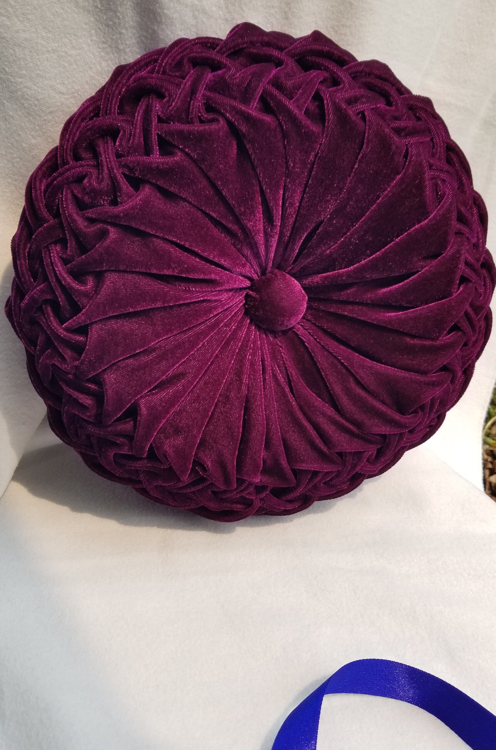 Dark Purple plum Velvet Round Pillow, Throw Pillow, Bedding Decoration