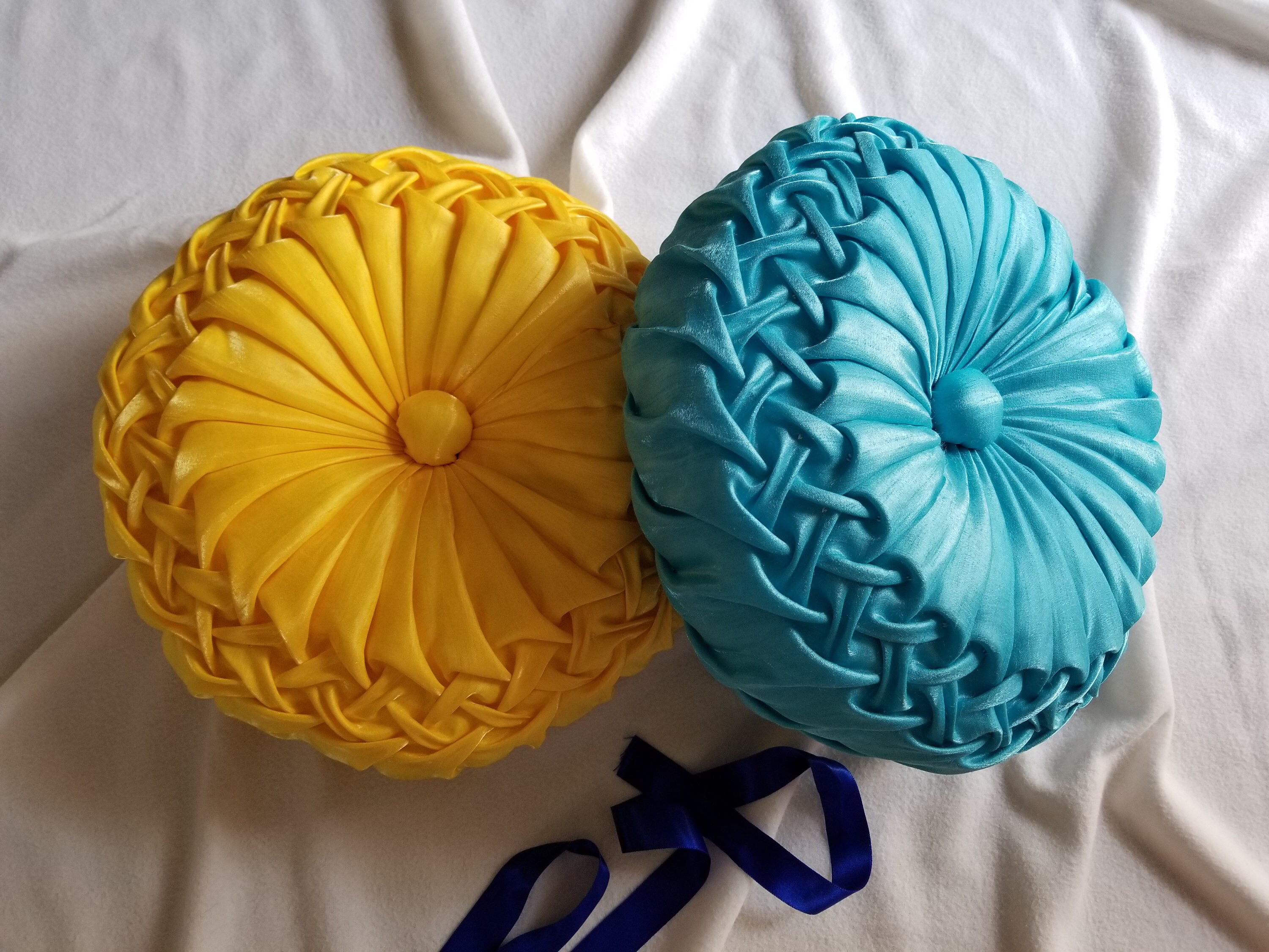 SET of TWO Large Art deco Pillow Yellow and Sky blue Pillow Etsy