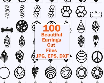 100 Earring Designs Cut File Bundle, Laser Cut Template (Digital Download)