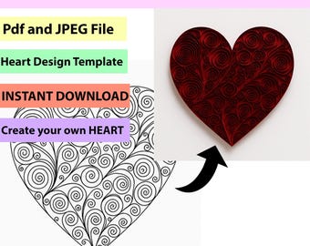 Quilling Heart Template: PNG Pattern, DIY Craft (PDF Guide Included, Instant Download)