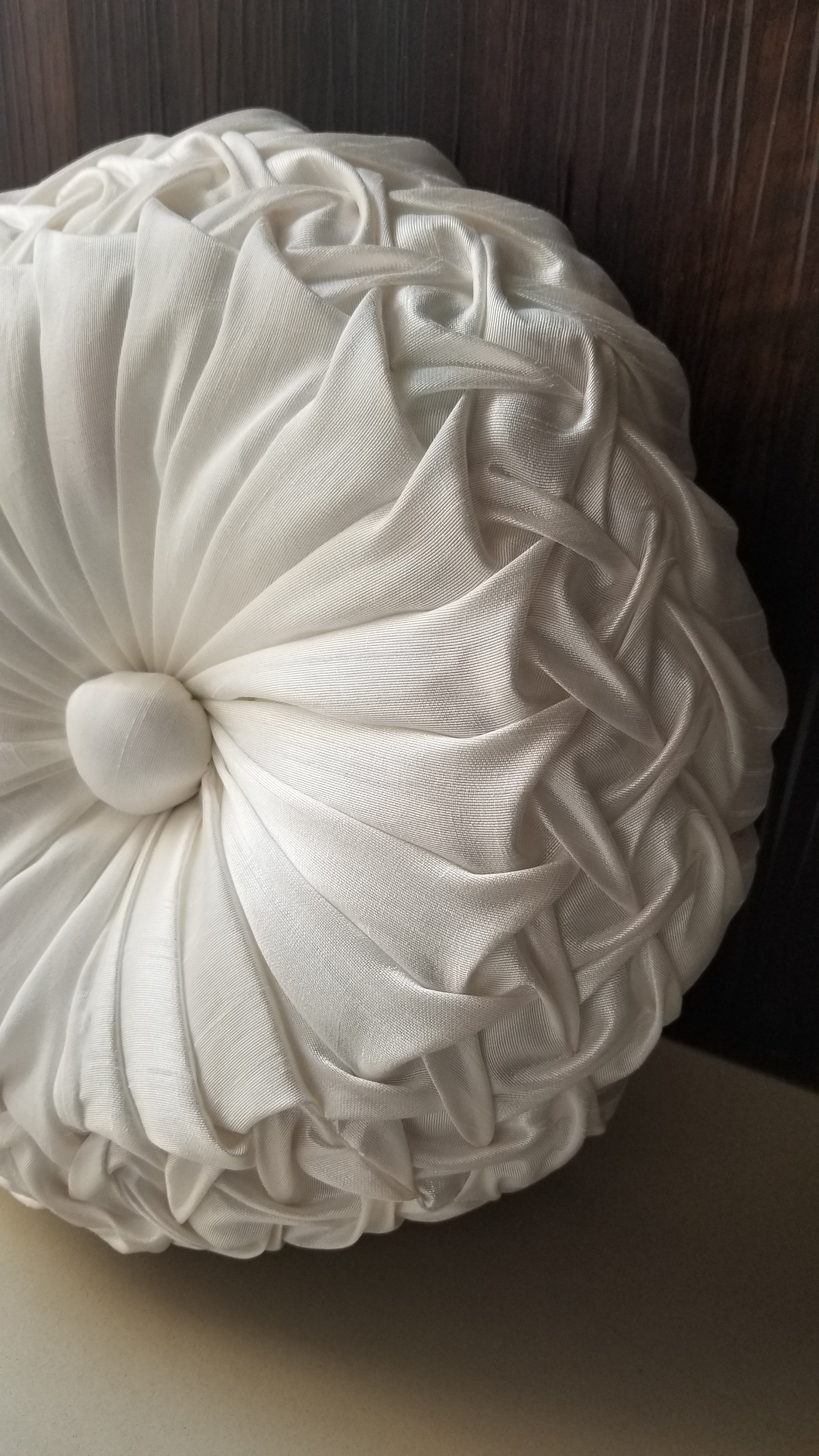 White Pillow, Interior Pillow, Pintuck Pillow, Housewarming Gift, Round