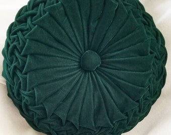 Oreiller rond en velours vert émeraude, décoration de literie en velours, coussin, coussins décoratifs, idées cadeaux pour une nouvelle maison, cadeau de fête des mères