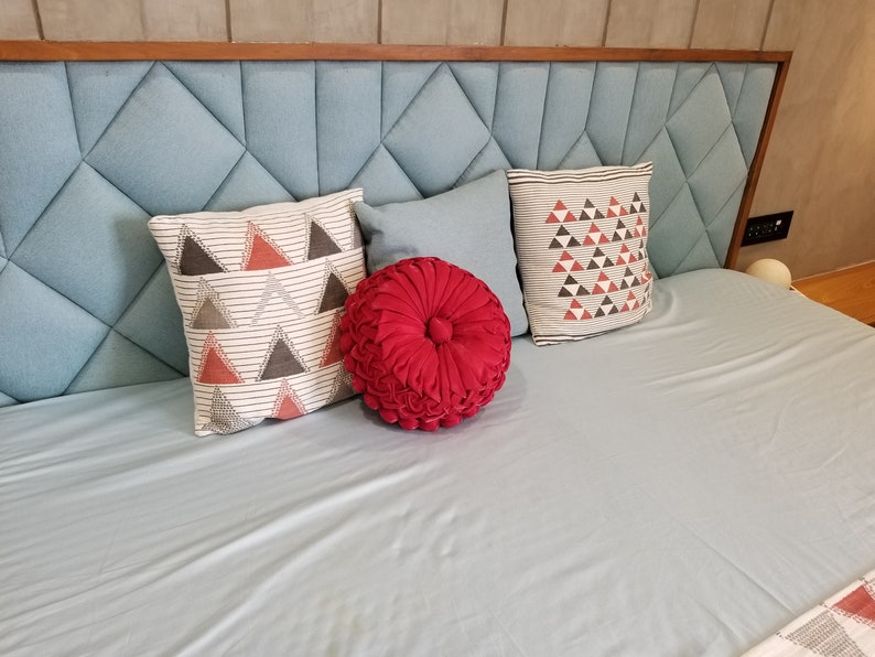 Maroon Round Pillow, Round Throw Pillow, Pintuck Pillow, Throw Pillow