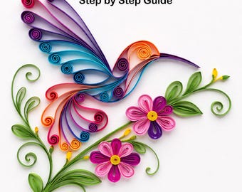 Quilling Kolibri Blumen Tutorial: DIY Holiday Craft Kit (PDF-Anleitung enthalten)