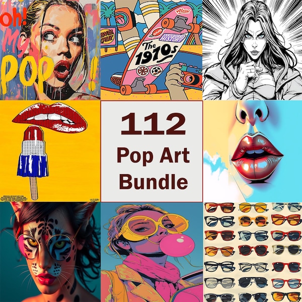 112 High-Resolution Pop Art Prints: Retro Graffiti Designs (Digital Download)