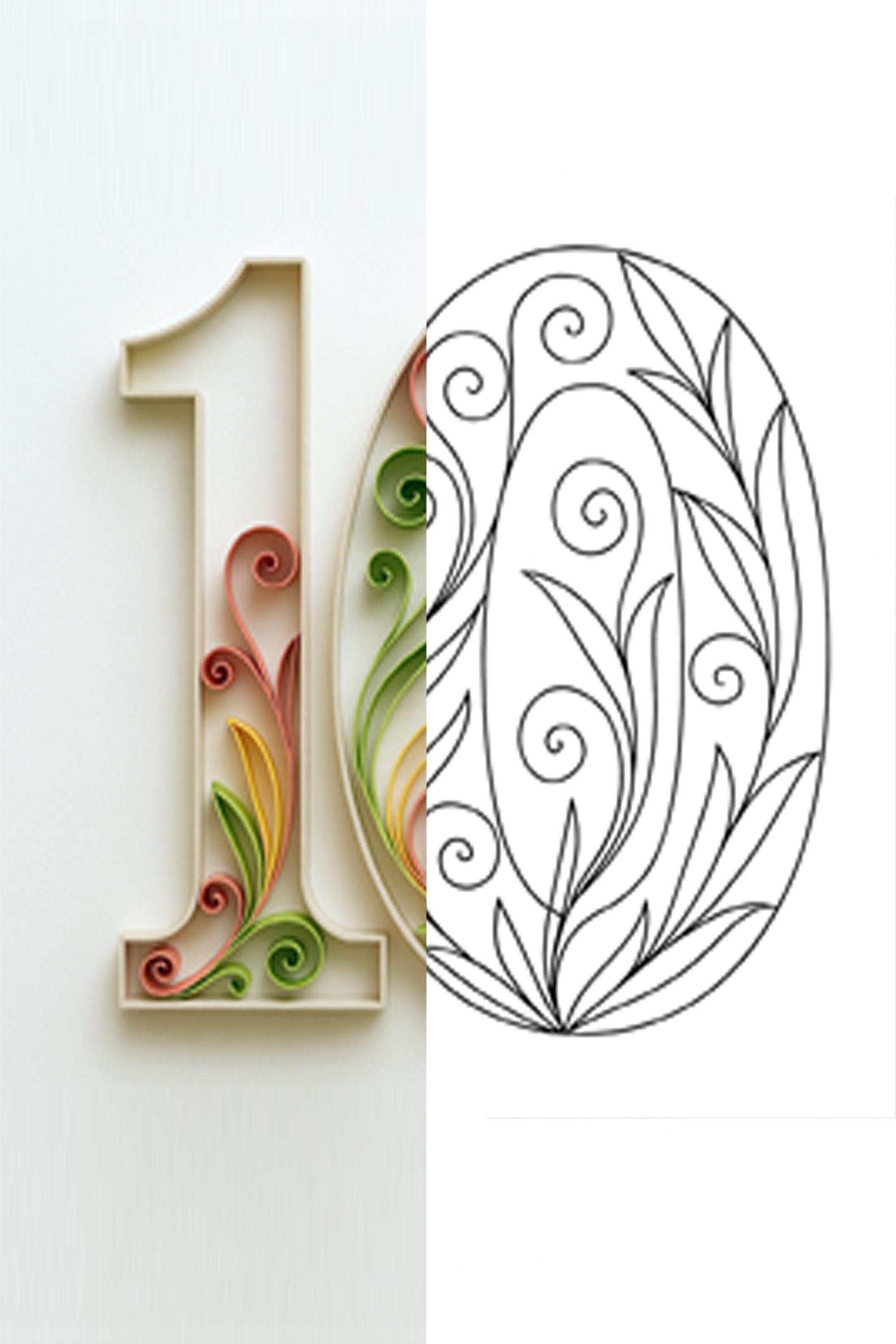 Quilling Number 10 Template: Paper Craft Pattern (PDF Download) - Etsy