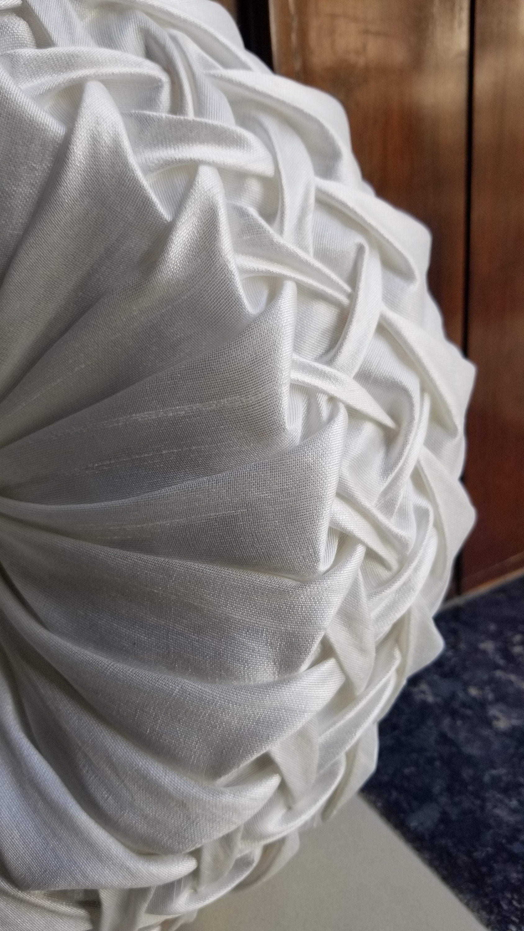 White Pillow, Interior Pillow, Pintuck Pillow, Housewarming Gift, Round