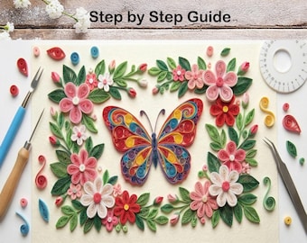 Quilling Frühlingsblüte Schmetterling Anleitung: Papiermodell (PDF Download)