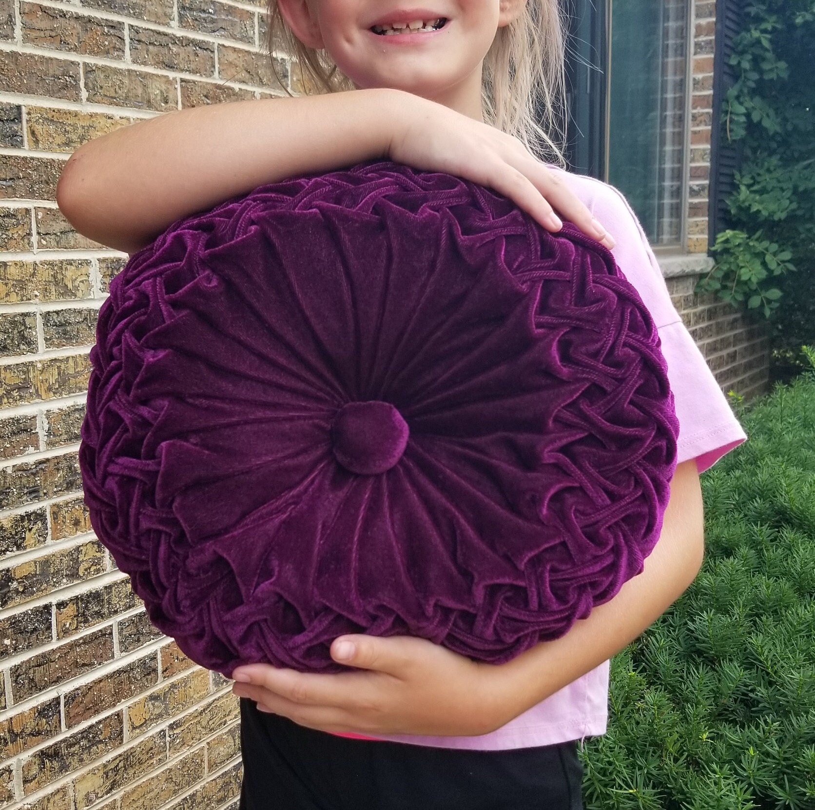 Dark Purple plum Velvet Round Pillow, Throw Pillow, Bedding Decoration