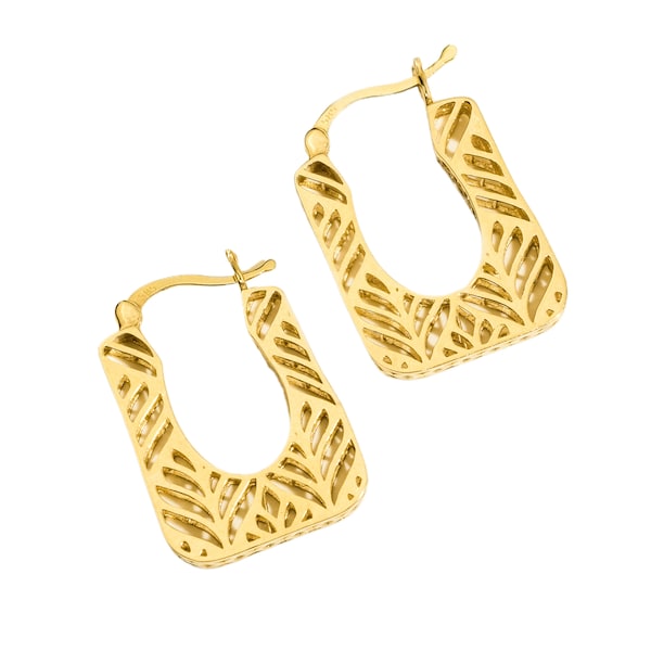 14K Solid Gold Rechteckig geometrischer Schnitt zierliche Creolen, Damen Ohrringe, Geschenk für sie, Geburtstagsgeschenk, Jubiläumsgeschenk