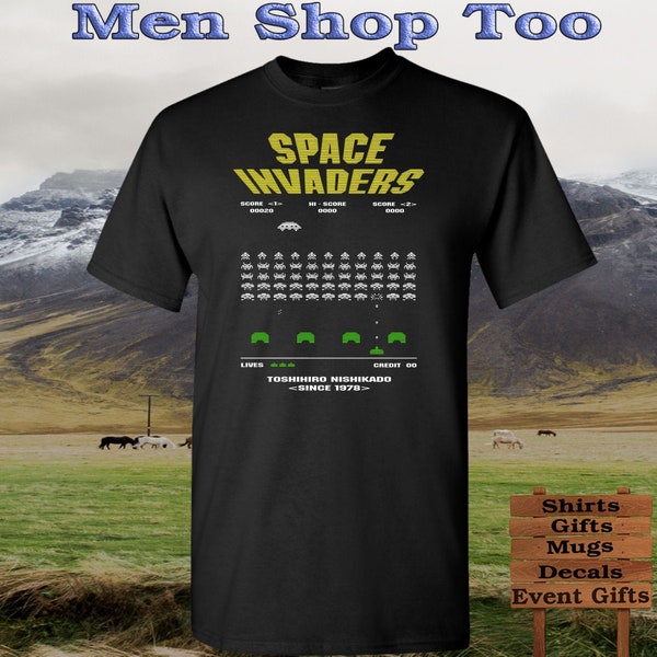 Classic SPACE INVADERS Retro Video Game Gamer   | Tank Tops & Tee T Shirts