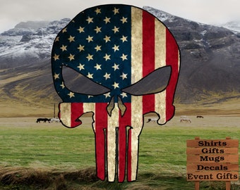 The Punisher | USA Flag | Decal for windows, computers, anything with a flat surface