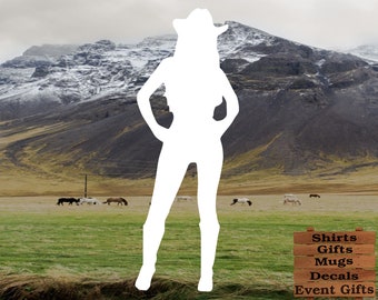 Cowgirl Cow Girl Sexy | Decal Sticker | Truck, Cars, Windows, computers, flat surfaces