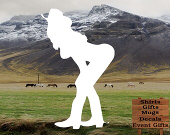 Cowgirl Cow Girl Sexy | Decal Sticker | Truck, Cars, Windows, computers, flat surfaces