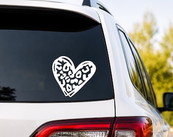 Leopard Heart Decal | Waterproof Vinyl Sticker for Cars, Laptops, Tumblers & Windows