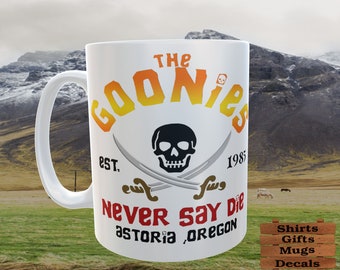 Classic Movie Goonies Never Say Die Pirate | Microwave & Dishwasher Friendly | 15 oz Coffee Tea Mug