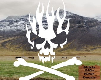 Flaming Skull Sticker Decal for windows, computers, flat surface