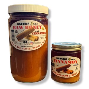 Raw Honey & Cinnamon Glass Jar 100% Pure Raw Natural Unfiltered